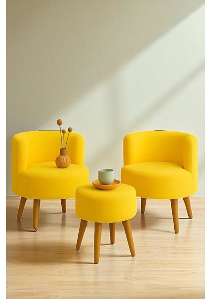 Manolya Berjer Seti Ikili Koltuk ve Puf Takımı Oturma Odası Balkon Alon Ofis 3'lü Takım modelleri