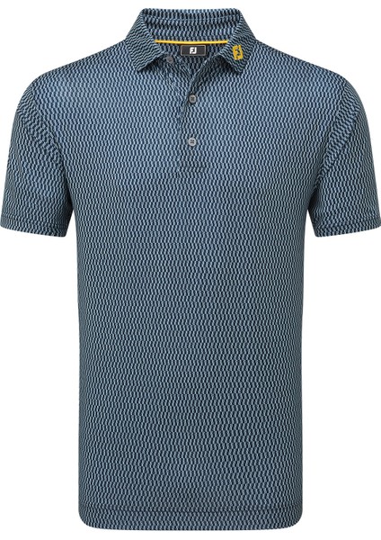 Wiggle Print Lisle Erkek Golf T-Shirt 34000 Nvy/grey/wht