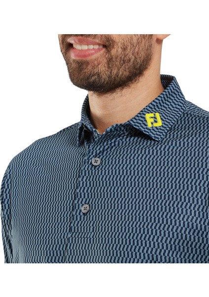 Wiggle Print Lisle Erkek Golf T-Shirt 34000 Nvy/grey/wht indirimleri