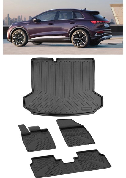 Audi Q4 E-Tron 2018 ve Sonrası 4.5d Paspas ve Rizline 3D Alt Bagaj Havuzu Set