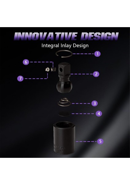 Air Cannon Universal Mafsal Soketi, Darbe Döner Soket Seti, 4 Parçalı, 1/4inch, 3/8inch, 1/2inch, 3/4inch Sürücü Seti (Yurt Dışından) modelleri