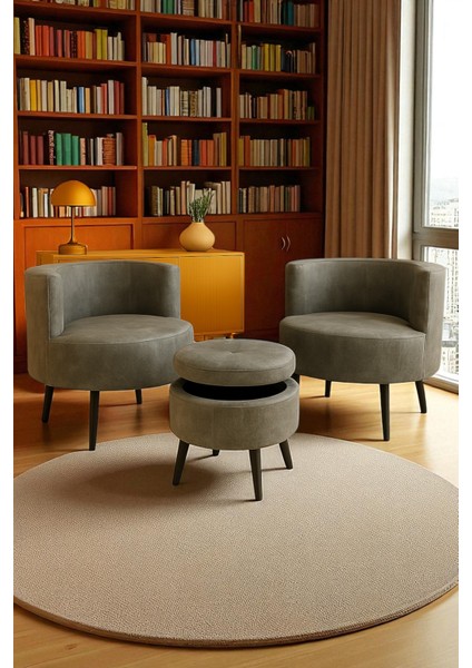 Manolya Berjer Seti Ikili Koltuk ve Puf Takımı Oturma Odası Balkon Alon Ofis 3'lü Takım modelleri