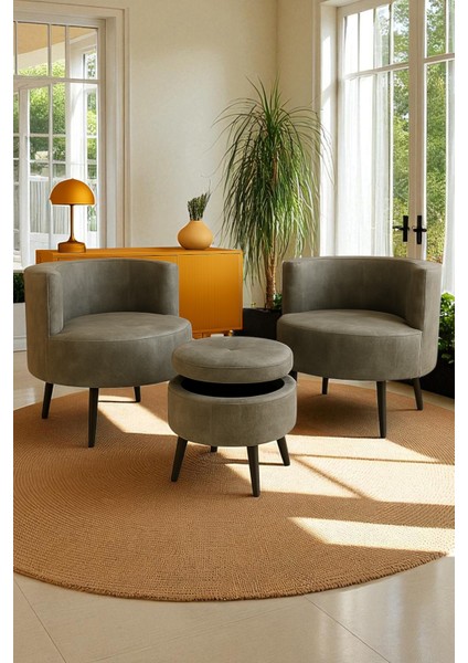 Manolya Berjer Seti Ikili Koltuk ve Puf Takımı Oturma Odası Balkon Alon Ofis 3'lü Takım fırsatları