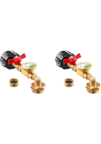2x Qcc1 Propan Doldurma Dirsek Adaptörü Propan Tank Göstergesi, 90 Derece Propan Doldurma Adaptörü Açma Kontrol Valfı (Yurt Dışından)