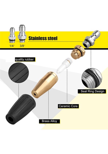 Basınçlı Yıkayıcı Turbo Nozul, Dönen Basınç Yıkayıcı Nozülleri 1/4in+3/8in Hızlı Bağlantı, 7 Güç Yıkayıcı Nozul Ipuçları (Yurt Dışından) fiyatları