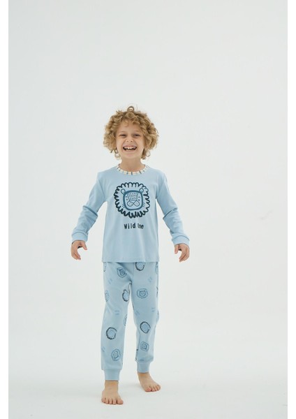 Erkek Çocuk Baskılı Desenli Uzun Kollu Pijama Takımı C6T1N98