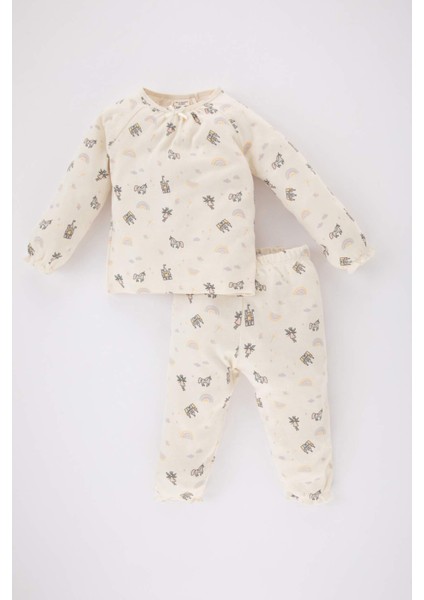 Kız Bebek Desenli Uzun Kollu Pijama Takımı B9234A524SP