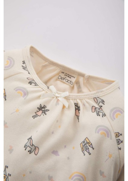 Kız Bebek Desenli Uzun Kollu Pijama Takımı B9234A524SP