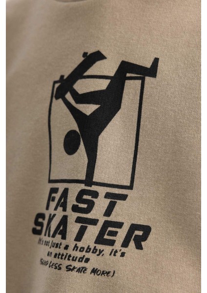 Erkek Çocuk Baskılı Kapüşonlu Sweatshirt