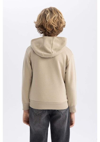 Erkek Çocuk Baskılı Kapüşonlu Sweatshirt