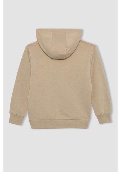 Erkek Çocuk Baskılı Kapüşonlu Sweatshirt