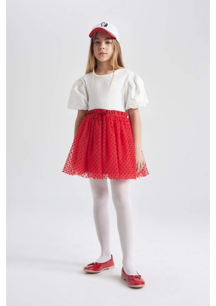 Kız Çocuk Beli Lastikli Kırmızı Tül Etek B6929A824SM