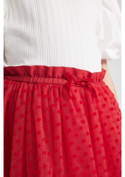 Kız Çocuk Beli Lastikli Kırmızı Tül Etek B6929A824SM