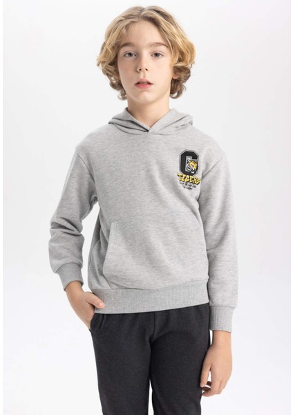 Erkek Çocuk Baskılı Kapüşonlu Sweatshirt B9012A823CW