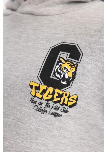 Erkek Çocuk Baskılı Kapüşonlu Sweatshirt B9012A823CW