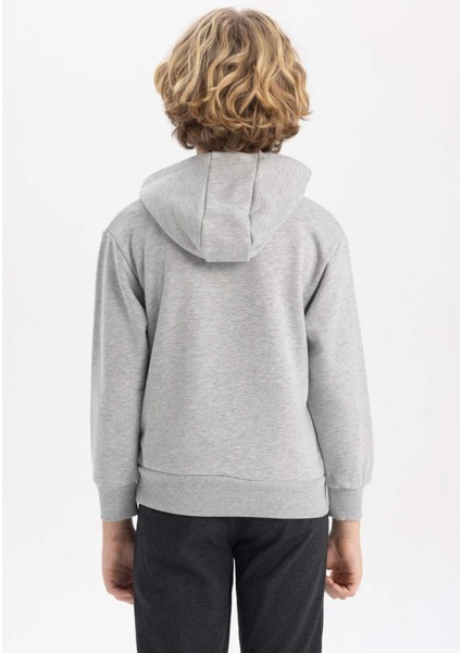 Erkek Çocuk Baskılı Kapüşonlu Sweatshirt B9012A823CW