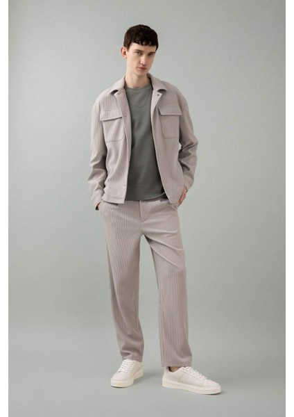 Relax Fit Gömlek Yaka Pilise Çıtçıtlı Cepli Gömlek Ceket B6500AX24SP