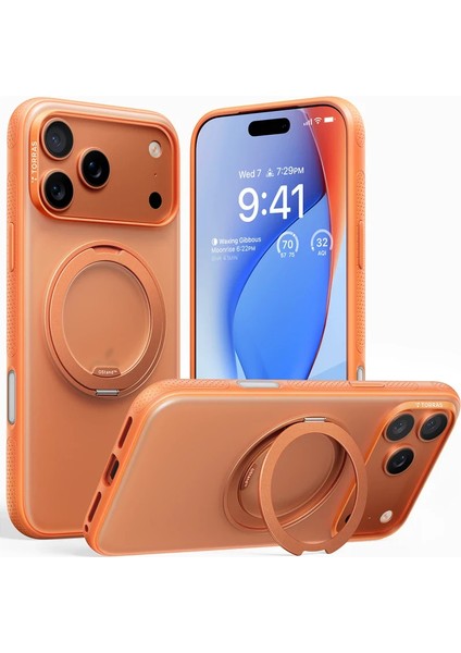 Apple iPhone 17 Pro Max O Stand R Fitness Serisi Magsafe Kılıf - Turuncu