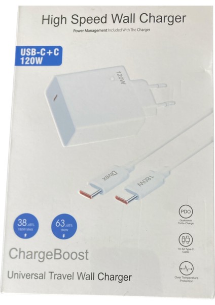 Type-C 120W (Watt) Ultra Hızlı Şarj Aleti Adaptör Kablo Set
