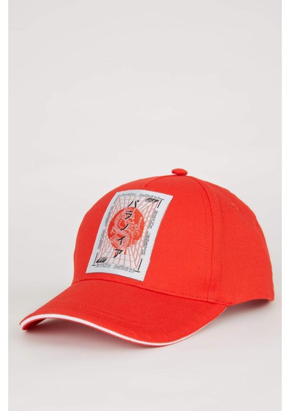 Erkek Çocuk Etiket Baskılı Pamuklu Beyzbol Basketbol Şapkası C0543A824SM