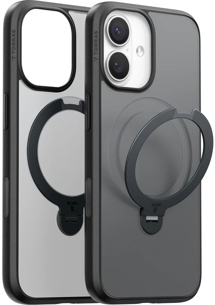 Apple iPhone 17 O Stand Spin Serisi Magsafe Kılıf - Siyah
