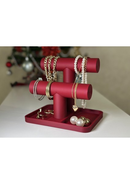 2 Katlı Kırmızı Takı Standı – Bileklik, Kolye ve Küpe Organizeri- Düzenleyici fiyatları