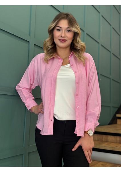 Kadın Önden Düğmeli Uzun Kollu Gömlek