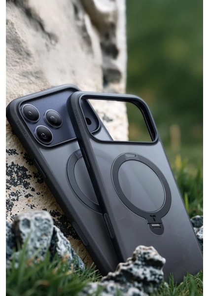 Apple iPhone 17 Pro O Stand Spin Serisi Magsafe Kılıf - Siyah