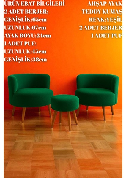 Manolya Berjer Seti Ikili Koltuk ve Puf Takımı Oturma Odası Balkon Alon Ofis 3'lü Takım fiyatları
