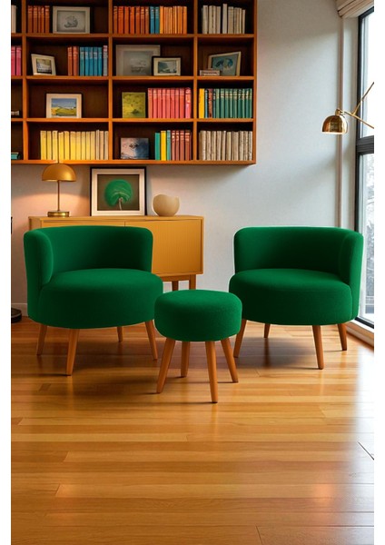 Manolya Berjer Seti Ikili Koltuk ve Puf Takımı Oturma Odası Balkon Alon Ofis 3'lü Takım modelleri