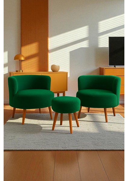 Manolya Berjer Seti Ikili Koltuk ve Puf Takımı Oturma Odası Balkon Alon Ofis 3'lü Takım fırsatları