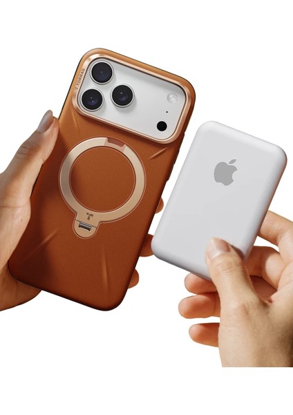 Apple iPhone 17 Pro Max O Stand Spin Vegskin Serisi Magsafe Kılıf - Kahverengi fırsatları
