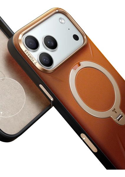 Apple iPhone 17 Pro Max O Stand Spin Vegskin Serisi Magsafe Kılıf - Kahverengi indirimleri