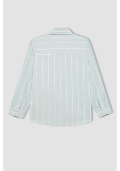 Erkek Çocuk Polo Yaka Oxford Uzun Kollu Gömlek B7127A824SM