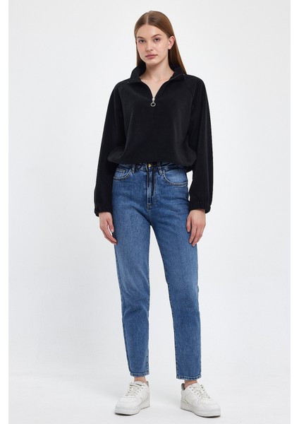 Süperlife Kadın Rahat Kalıp Softech Polar Yarım Fermuarlı Sweatshırt SPR24PWK99