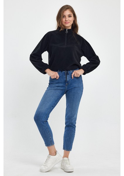 Süperlife Kadın Rahat Kalıp Softech Polar Yarım Fermuarlı Sweatshırt SPR24PWK99 fırsatları