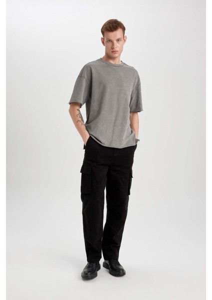 Comfort Regular Fit Rahat Kalıp Bisiklet Yaka Yıkamalı Soluk Efektli Kısa Kollu Tişört B9223AX23WN