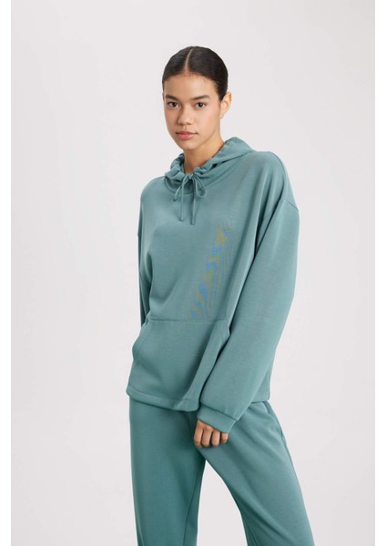 Fit Oversize Geniş Kalıp Modal Kapüşonlu Kanguru Cepli Sporcu Sweatshirt B5206AX24SP