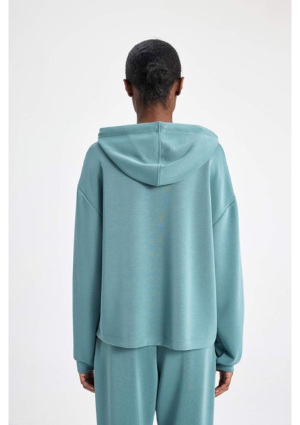 Fit Oversize Geniş Kalıp Modal Kapüşonlu Kanguru Cepli Sporcu Sweatshirt B5206AX24SP