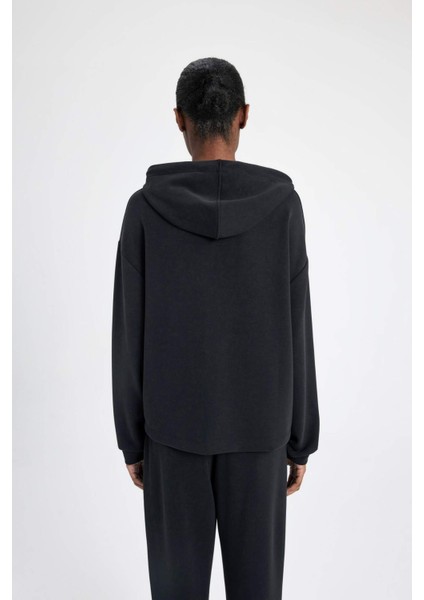 Fit Oversize Geniş Kalıp Premium Kapüşonlu Kanguru Cepli Sporcu Modal Sweatshirt