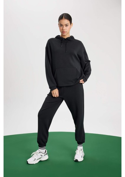 Fit Oversize Geniş Kalıp Premium Kapüşonlu Kanguru Cepli Sporcu Modal Sweatshirt