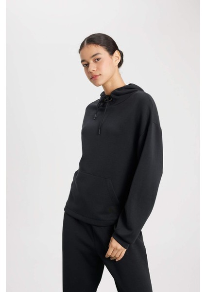 Fit Oversize Geniş Kalıp Premium Kapüşonlu Kanguru Cepli Sporcu Modal Sweatshirt