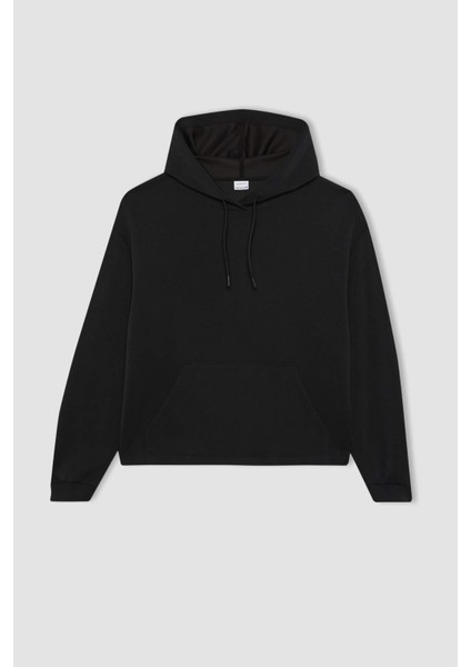 Fit Oversize Geniş Kalıp Premium Kapüşonlu Kanguru Cepli Sporcu Modal Sweatshirt