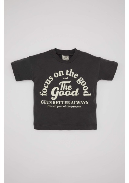 Erkek Bebek 2'li Takım Bisiklet Yaka Baskılı Kısa Kollu Tişört Salopet B8079A524SM