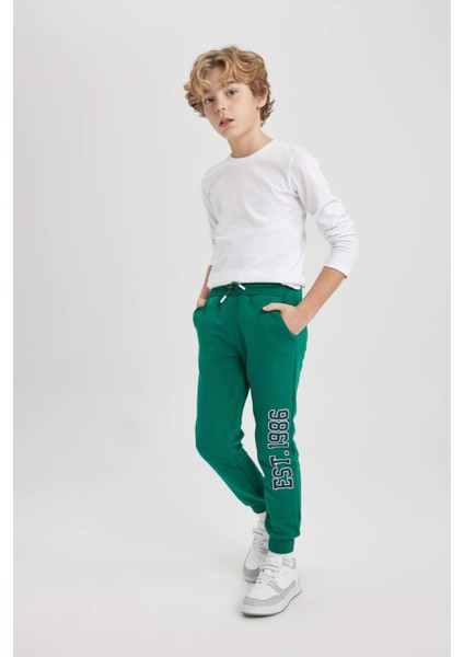 Erkek Çocuk Baskılı Beli Bağcıklı Lastikli Paça Cepli Jogger Eşofman Altı B8925A823CW