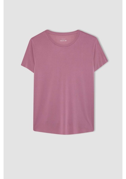 Fit Oversize Modal Bisiklet Yaka Sporcu Kısa Kollu Tişört