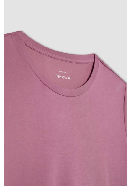 Fit Oversize Modal Bisiklet Yaka Sporcu Kısa Kollu Tişört