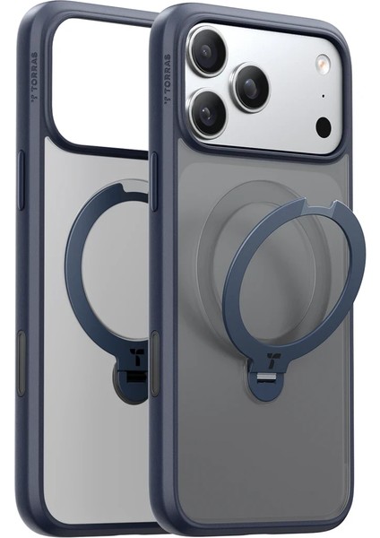 Apple iPhone 17 Pro Max O Stand Spin Serisi Magsafe Kılıf - Lacivert