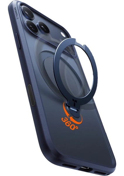 Apple iPhone 17 Pro Max O Stand Spin Serisi Magsafe Kılıf - Lacivert modelleri