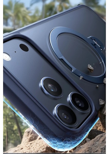 Apple iPhone 17 Pro Max O Stand Spin Serisi Magsafe Kılıf - Lacivert fırsatları